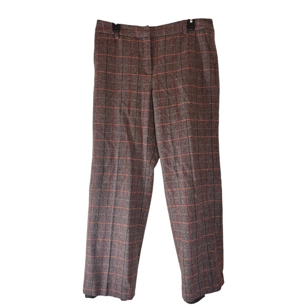 Bloomingdales Academia Cottagecore Granola Plaid Wool Career Pants Brown 12 P